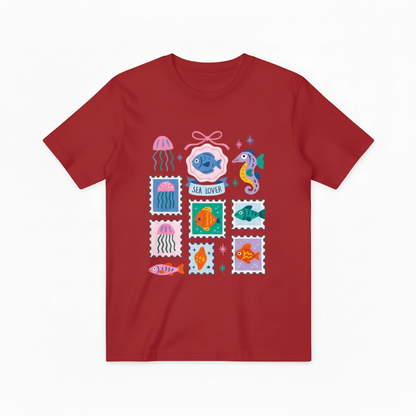 Sea Lover Ocean Graphic Tee - Cute Marine Life T-Shirt T4029