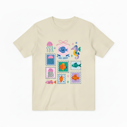 Sea Lover Ocean Graphic Tee - Cute Marine Life T-Shirt T4029