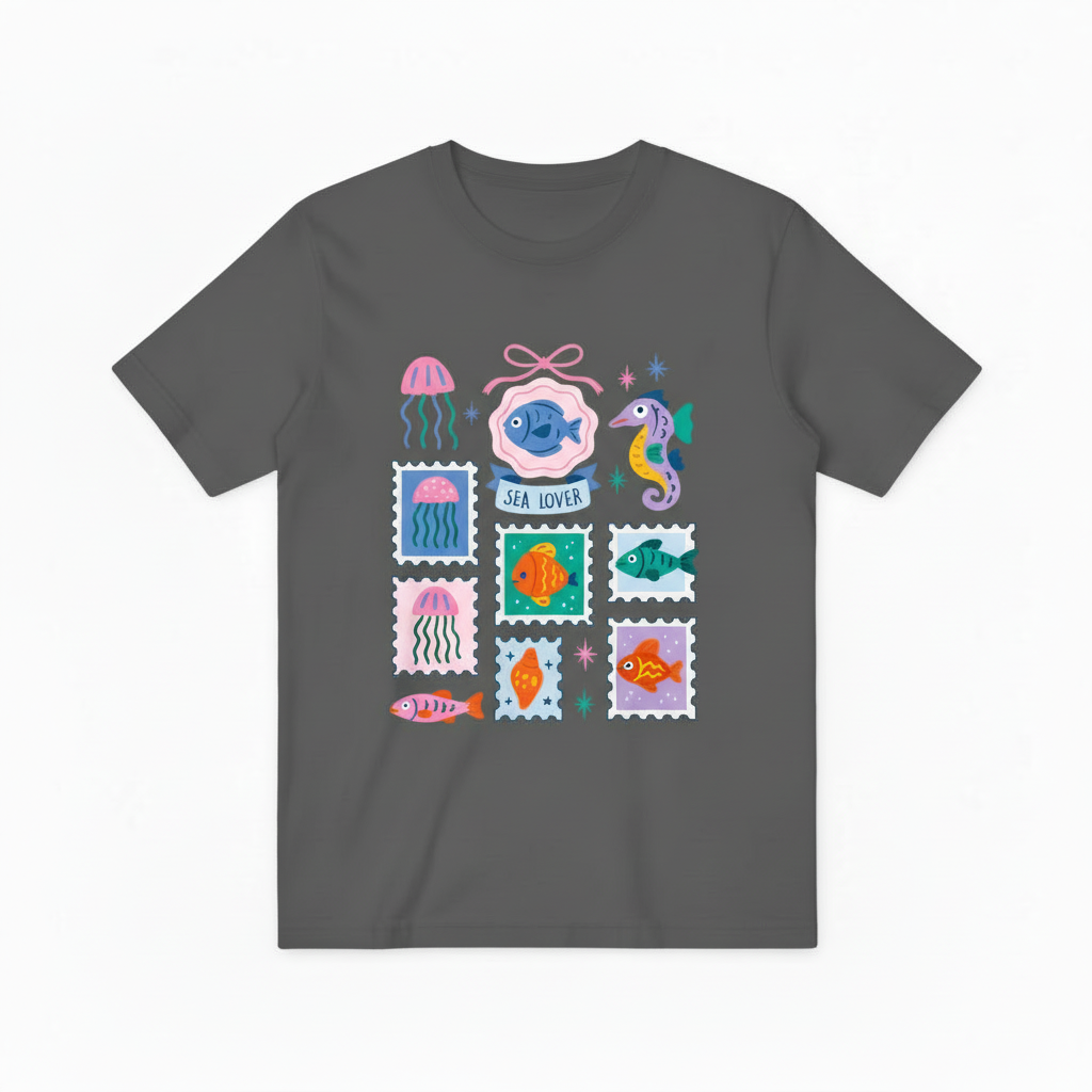 Sea Lover Ocean Graphic Tee - Cute Marine Life T-Shirt T4029
