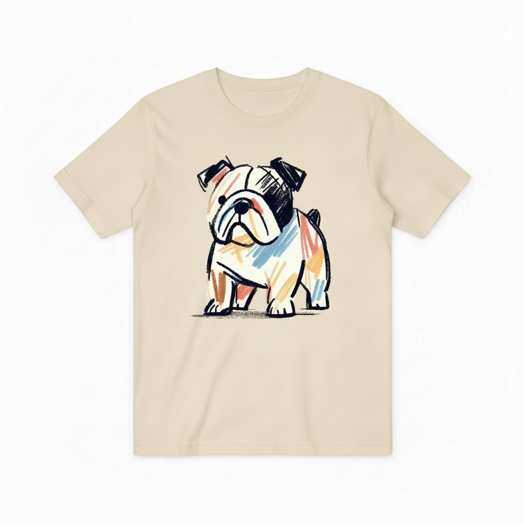 Colorful Bulldog Graphic Tee - Artistic Dog Lover T-Shirt T4025