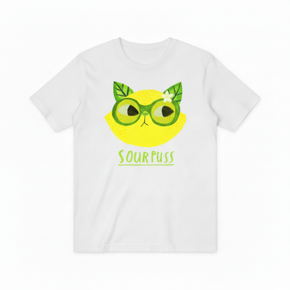 Sour Puss Funny Cat Graphic Tee - Lemon Lover T-Shirt T4026