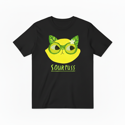 Sour Puss Funny Cat Graphic Tee - Lemon Lover T-Shirt T4026