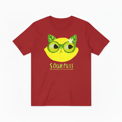 Sour Puss Funny Cat Graphic Tee - Lemon Lover T-Shirt T4026
