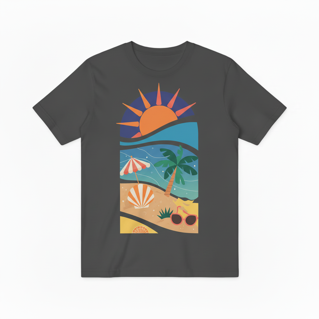 Retro Beach Sunset Graphic Tee - Summer Vacation T-Shirt T4031