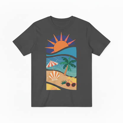 Retro Beach Sunset Graphic Tee - Summer Vacation T-Shirt T4031