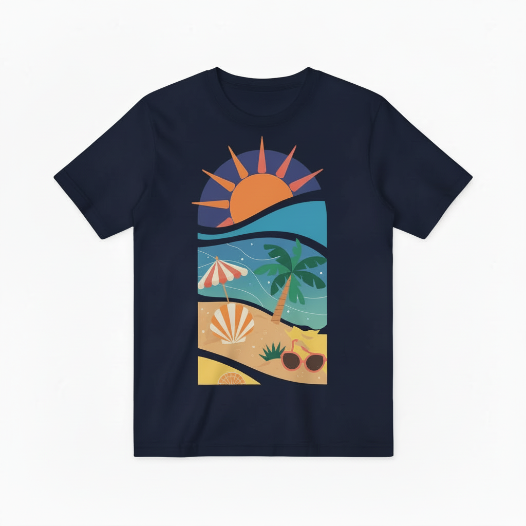 Retro Beach Sunset Graphic Tee - Summer Vacation T-Shirt T4031
