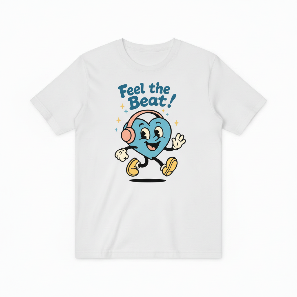 Music Heart Graphic Tee - Feel the Beat Retro T-Shirt T4030