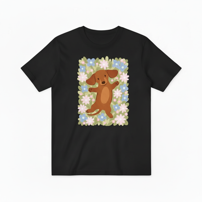 Happy Dog Floral Graphic Tee - Cute Pet Lover T-Shirt T4033