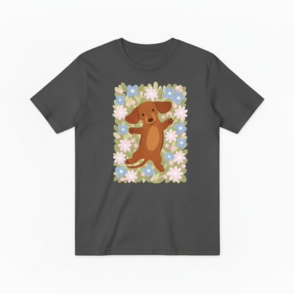 Happy Dog Floral Graphic Tee - Cute Pet Lover T-Shirt T4033