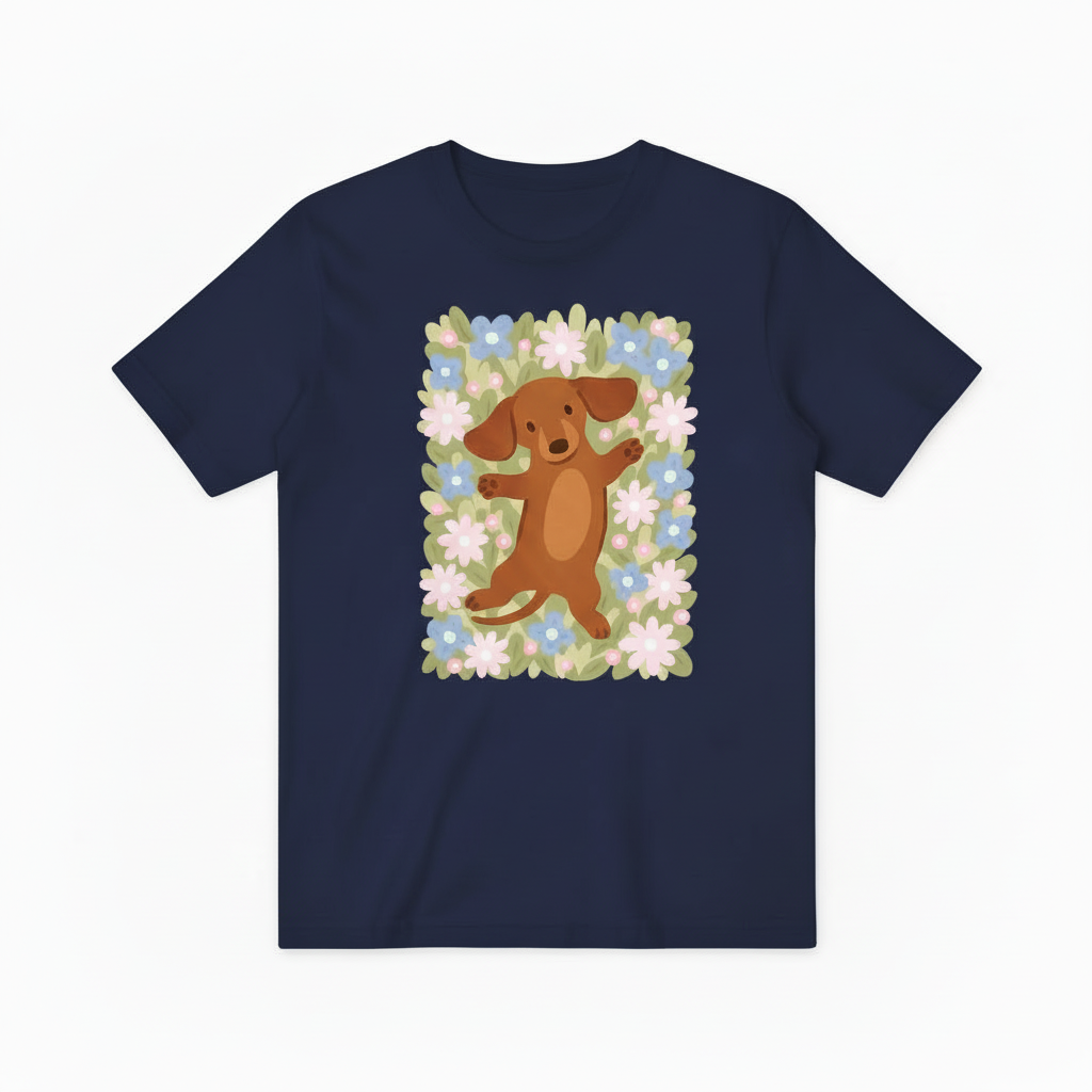 Happy Dog Floral Graphic Tee - Cute Pet Lover T-Shirt T4033