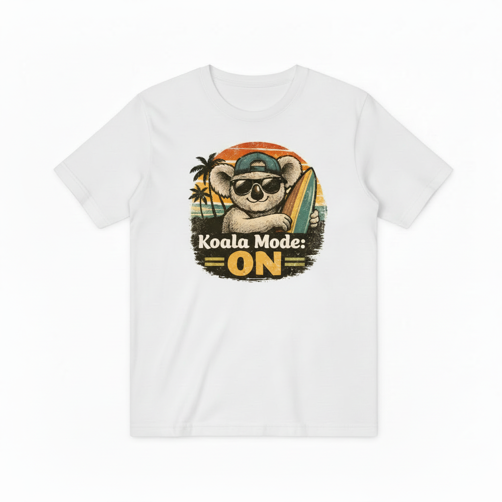 Funny Koala Surfing Graphic Tee - Beach Lover T-Shirt T4034