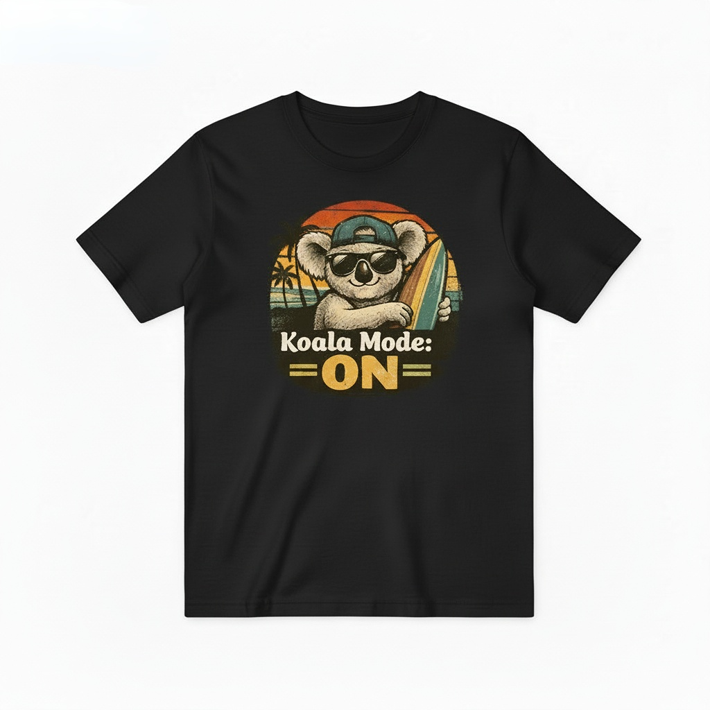 Funny Koala Surfing Graphic Tee - Beach Lover T-Shirt T4034
