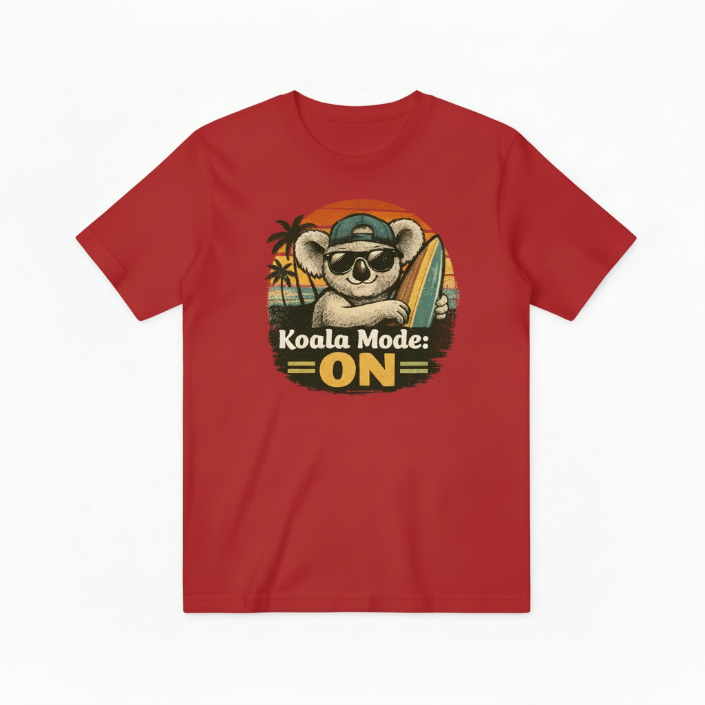 Funny Koala Surfing Graphic Tee - Beach Lover T-Shirt T4034