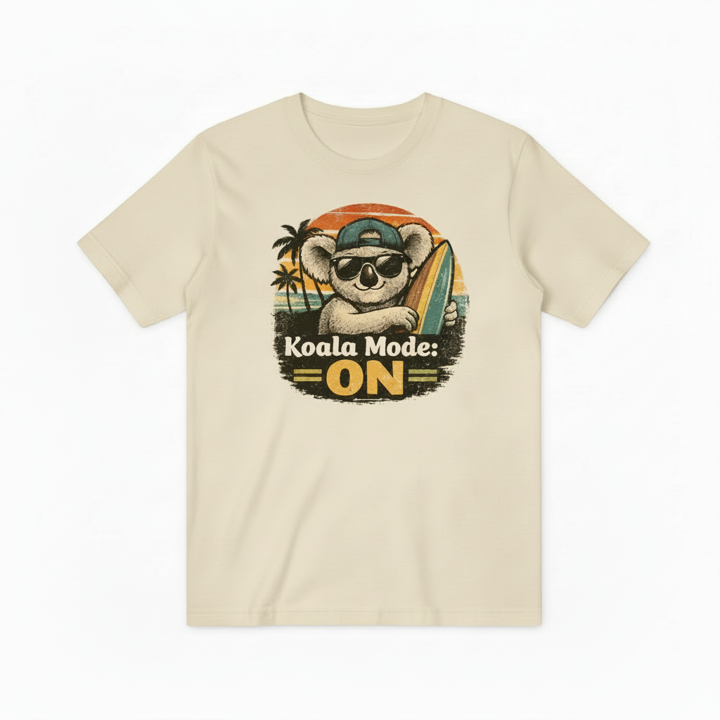 Funny Koala Surfing Graphic Tee - Beach Lover T-Shirt T4034