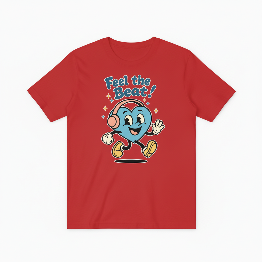 Music Heart Graphic Tee - Feel the Beat Retro T-Shirt T4030