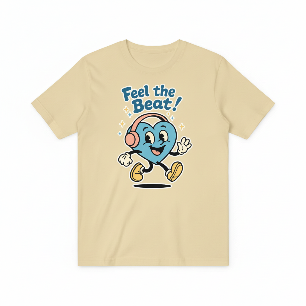 Music Heart Graphic Tee - Feel the Beat Retro T-Shirt T4030