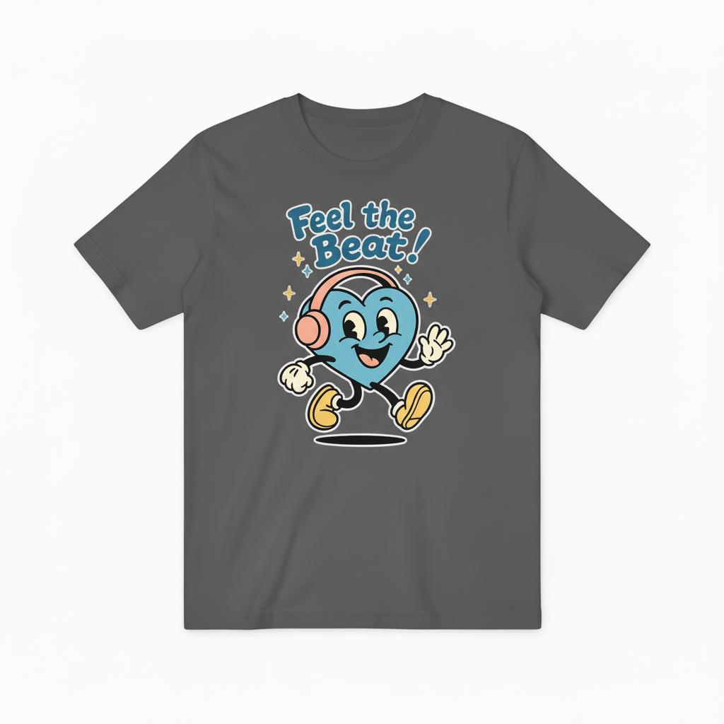 Music Heart Graphic Tee - Feel the Beat Retro T-Shirt T4030