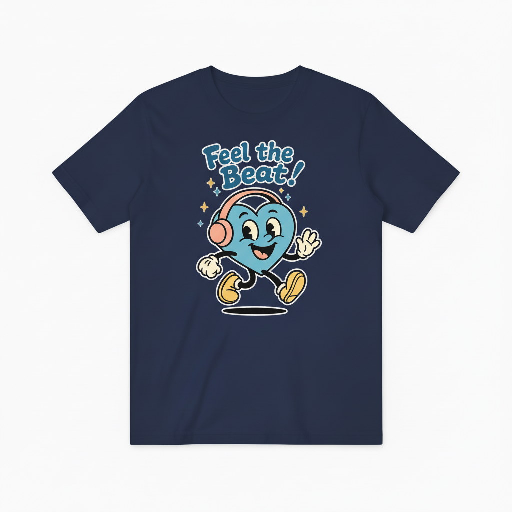 Music Heart Graphic Tee - Feel the Beat Retro T-Shirt T4030