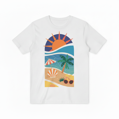 Retro Beach Sunset Graphic Tee - Summer Vacation T-Shirt T4031