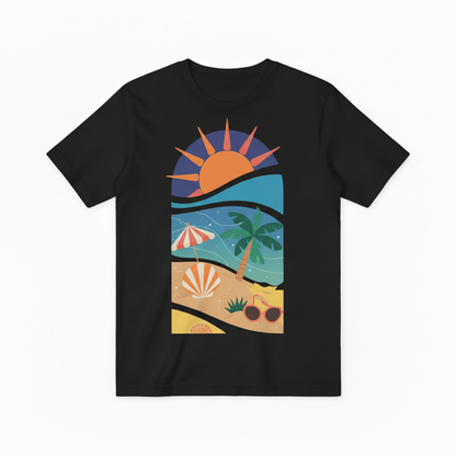 Retro Beach Sunset Graphic Tee - Summer Vacation T-Shirt T4031