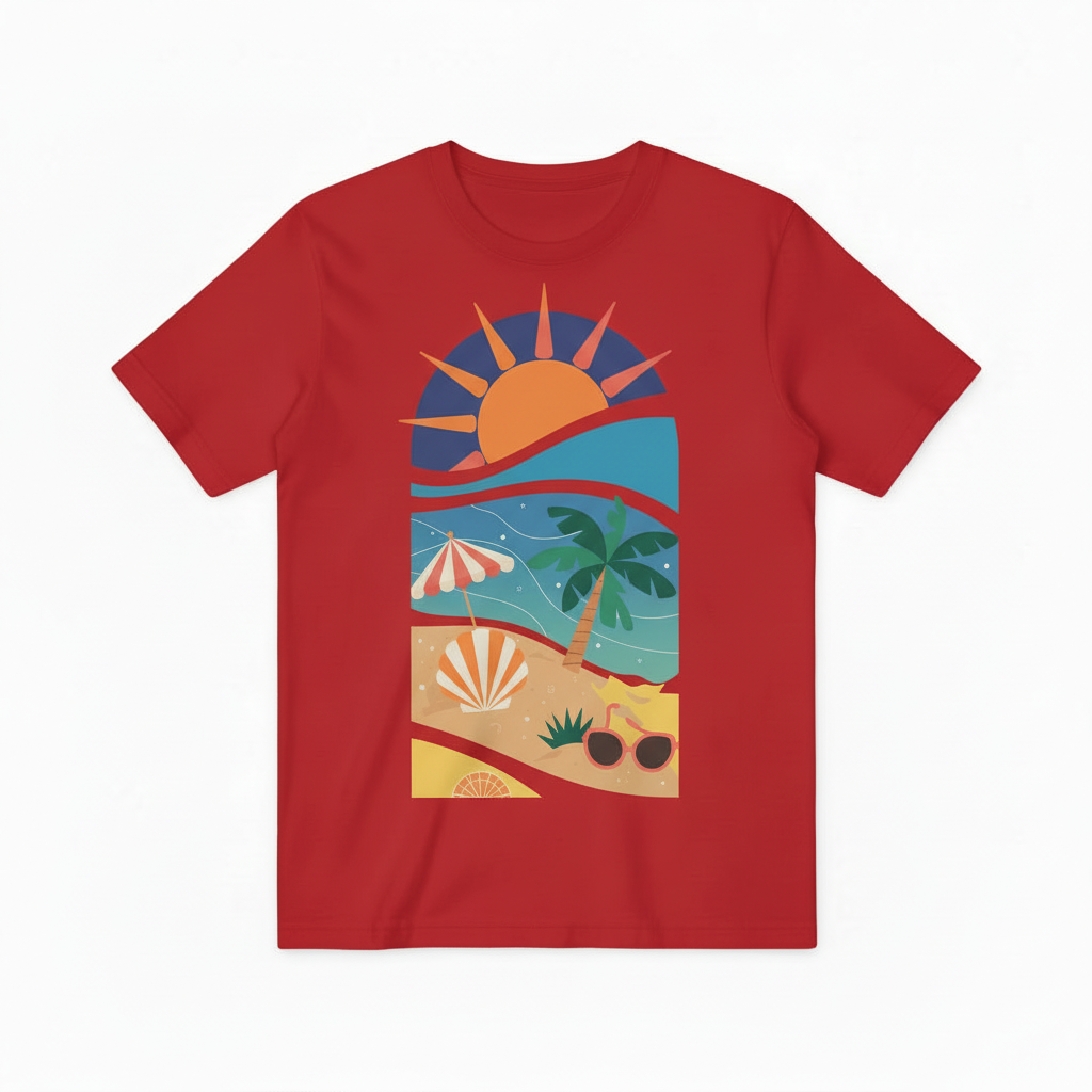 Retro Beach Sunset Graphic Tee - Summer Vacation T-Shirt T4031