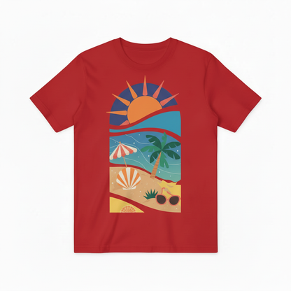 Retro Beach Sunset Graphic Tee - Summer Vacation T-Shirt T4031