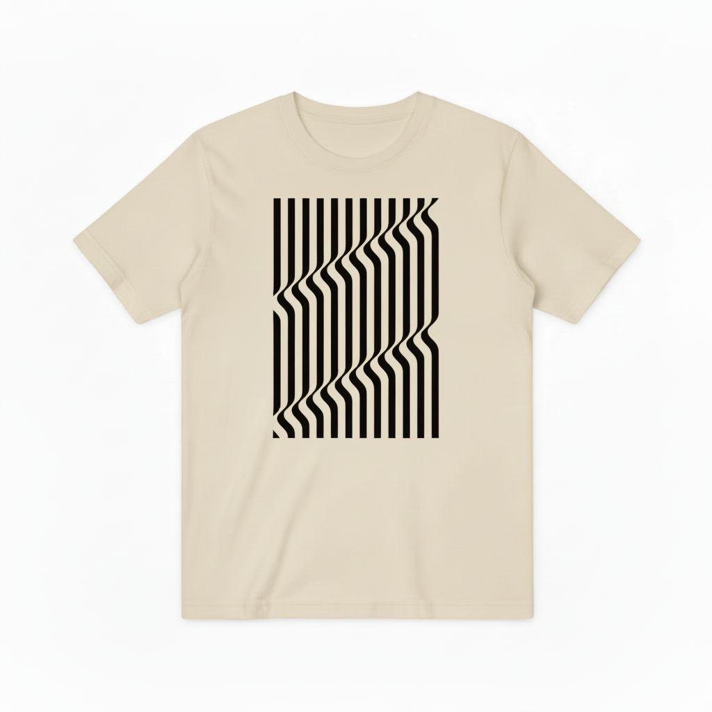 Optical Illusion Stripe Graphic Tee - Modern Geometric T-Shirt T4036