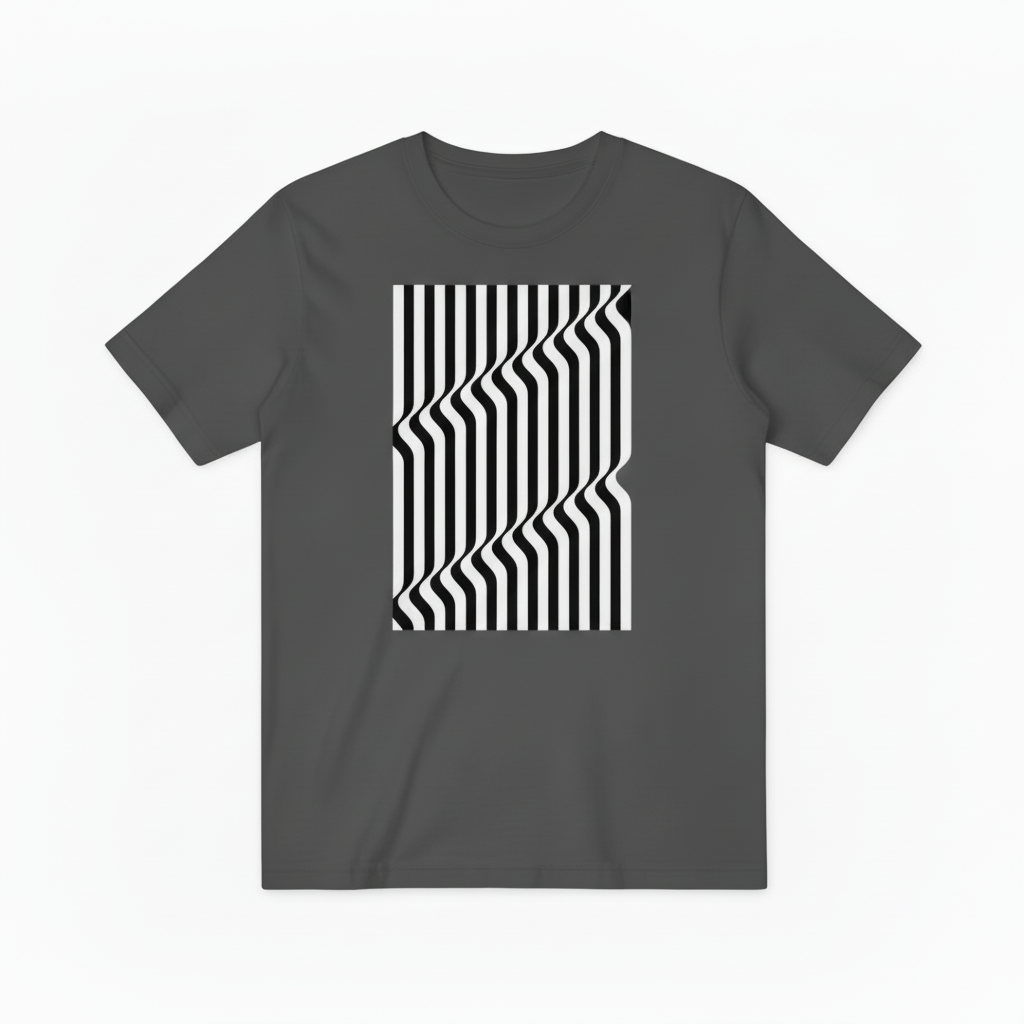 Optical Illusion Stripe Graphic Tee - Modern Geometric T-Shirt T4036