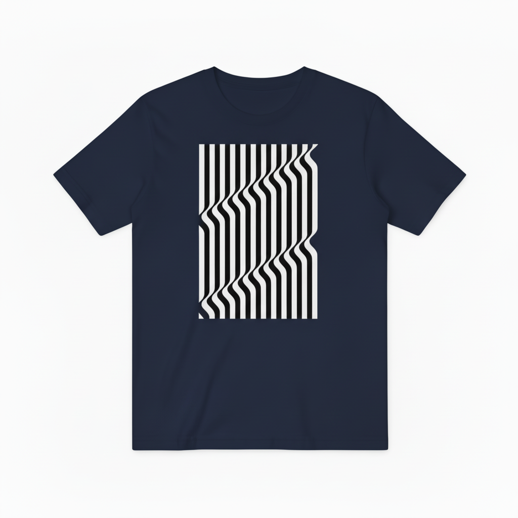 Optical Illusion Stripe Graphic Tee - Modern Geometric T-Shirt T4036