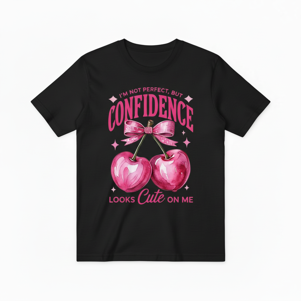Empowerment Cherry Graphic Tee - Confidence Cute T-Shirt T4037