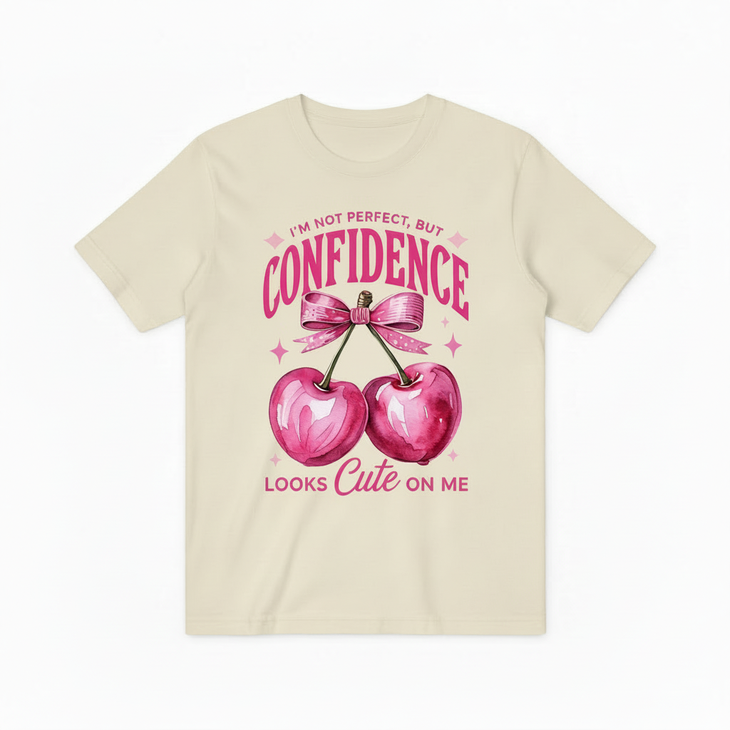 Empowerment Cherry Graphic Tee - Confidence Cute T-Shirt T4037