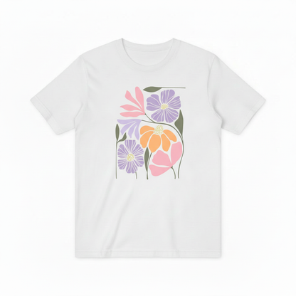 Modern Flower Graphic Tee - Pastel Botanical Art T-Shirt T4035
