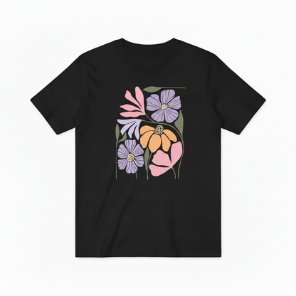 Modern Flower Graphic Tee - Pastel Botanical Art T-Shirt T4035