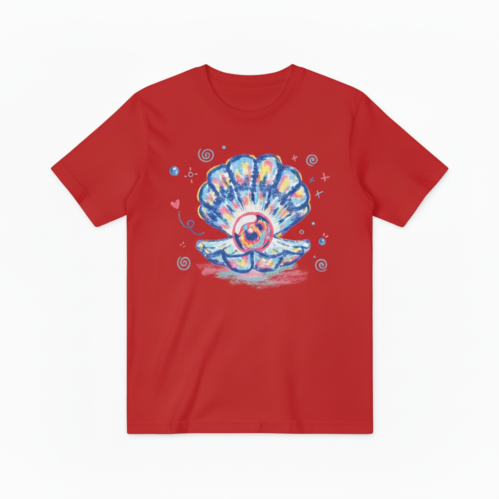 Watercolor Ocean Shell Graphic Tee - Beach Pearl T-Shirt T4038