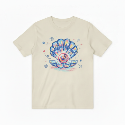 Watercolor Ocean Shell Graphic Tee - Beach Pearl T-Shirt T4038