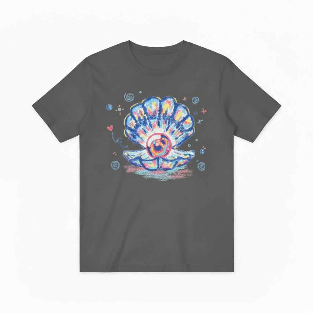 Watercolor Ocean Shell Graphic Tee - Beach Pearl T-Shirt T4038