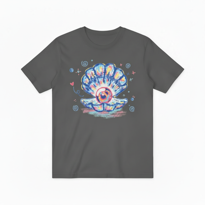 Watercolor Ocean Shell Graphic Tee - Beach Pearl T-Shirt T4038