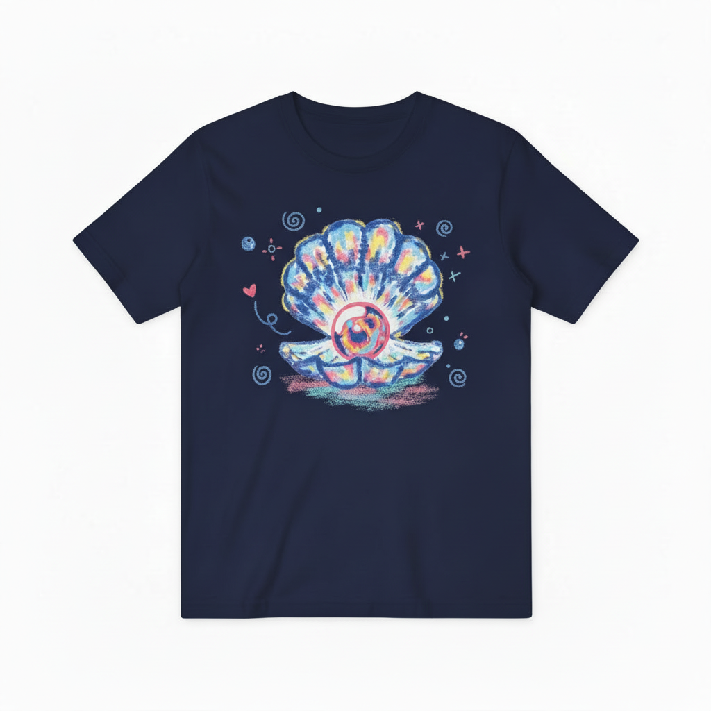 Watercolor Ocean Shell Graphic Tee - Beach Pearl T-Shirt T4038