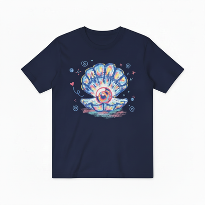 Watercolor Ocean Shell Graphic Tee - Beach Pearl T-Shirt T4038