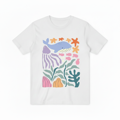Cute Ocean Animals Graphic Tee - Whale Jellyfish T-Shirt T4039