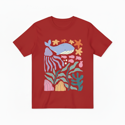 Cute Ocean Animals Graphic Tee - Whale Jellyfish T-Shirt T4039