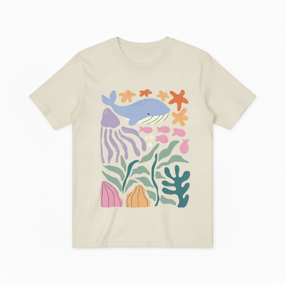 Cute Ocean Animals Graphic Tee - Whale Jellyfish T-Shirt T4039
