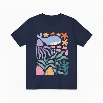 Cute Ocean Animals Graphic Tee - Whale Jellyfish T-Shirt T4039