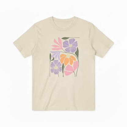 Modern Flower Graphic Tee - Pastel Botanical Art T-Shirt T4035