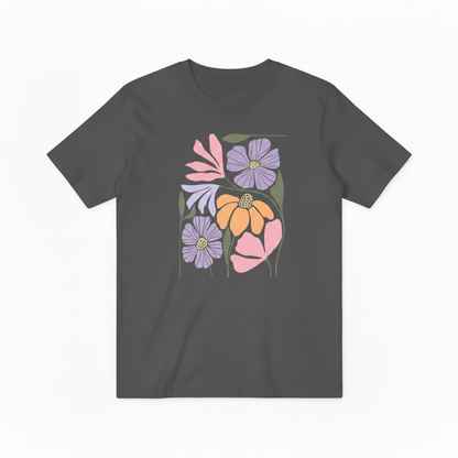 Modern Flower Graphic Tee - Pastel Botanical Art T-Shirt T4035