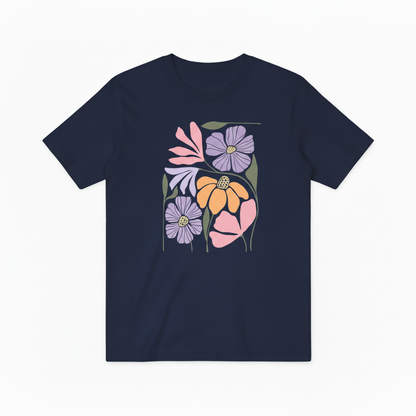 Modern Flower Graphic Tee - Pastel Botanical Art T-Shirt T4035