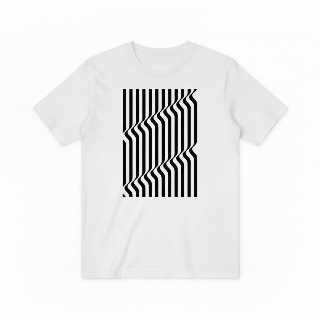 Optical Illusion Stripe Graphic Tee - Modern Geometric T-Shirt T4036