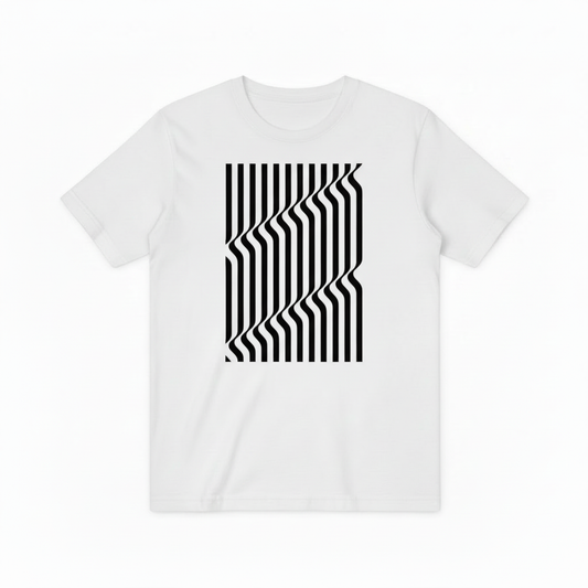 Optical Illusion Stripe Graphic Tee - Modern Geometric T-Shirt T4036