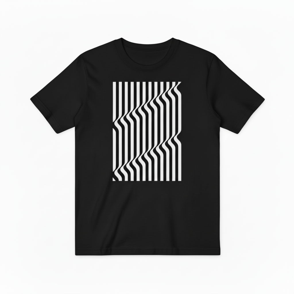 Optical Illusion Stripe Graphic Tee - Modern Geometric T-Shirt T4036