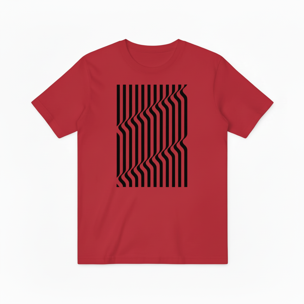 Optical Illusion Stripe Graphic Tee - Modern Geometric T-Shirt T4036
